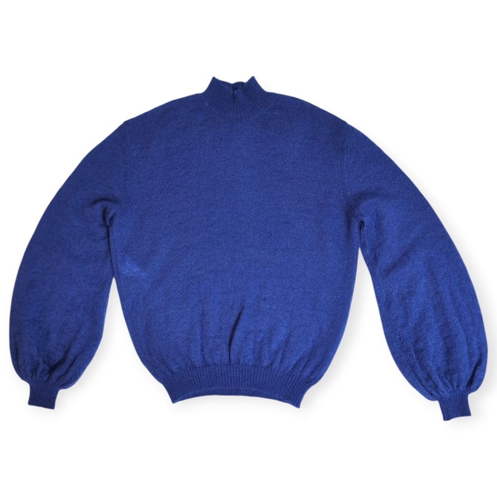 Alberta Ferretti Blue Mohair Balloon Sleeve Sweater